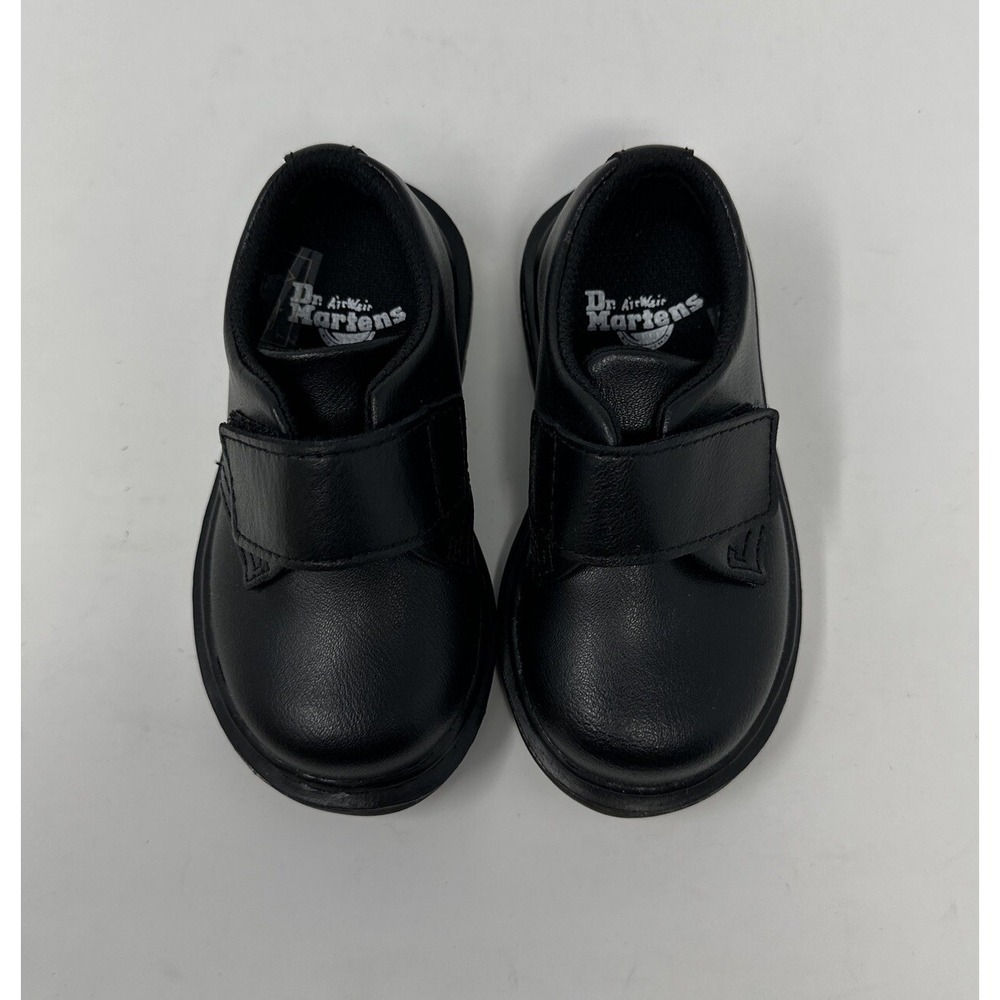 Dr Martens Toddler US 5 Black Leather Hook and Loop Strap Shoes Infant - Picture 5 of 10